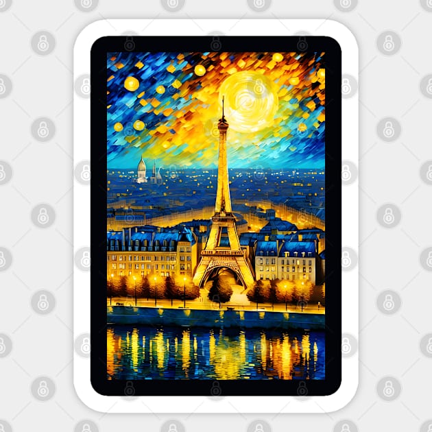 Starry night paris Sticker by Spaceboyishere